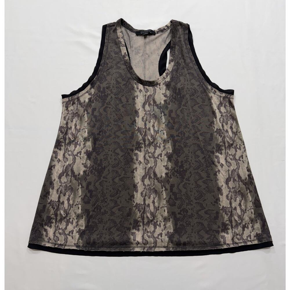 Allsaints Ami Masala Snake Print Jersey Vest Top Womens 10 Grunge Gothic